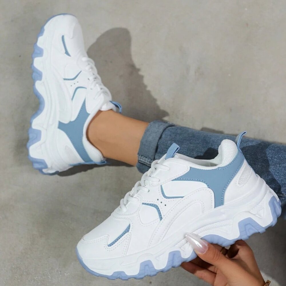 2025 New Style! Colorblocked Lace-Up Low-Top Sneakers, Lightweight And Versatile - Picture 3 of 6